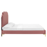 Modway Furniture Colette Queen Performance Velvet Platform Bed 0423 Dusty Rose MOD-6583-DUS