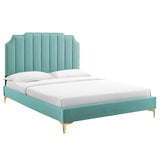 Modway Furniture Colette Queen Performance Velvet Platform Bed 0423 Mint MOD-6583-MIN