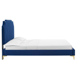 Modway Furniture Colette Queen Performance Velvet Platform Bed 0423 Navy MOD-6583-NAV