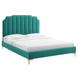 Modway Furniture Colette Queen Performance Velvet Platform Bed 0423 Teal MOD-6583-TEA