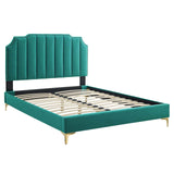 Modway Furniture Colette Queen Performance Velvet Platform Bed 0423 Teal MOD-6583-TEA