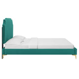 Modway Furniture Colette Queen Performance Velvet Platform Bed 0423 Teal MOD-6583-TEA