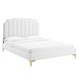 Modway Furniture Colette Queen Performance Velvet Platform Bed 0423 White MOD-6583-WHI