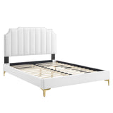 Modway Furniture Colette Queen Performance Velvet Platform Bed 0423 White MOD-6583-WHI