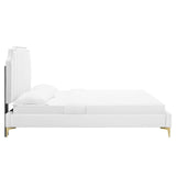 Modway Furniture Colette Queen Performance Velvet Platform Bed 0423 White MOD-6583-WHI