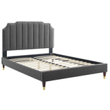 Modway Furniture Colette Queen Performance Velvet Platform Bed 0423 Charcoal MOD-6584-CHA