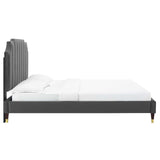 Modway Furniture Colette Queen Performance Velvet Platform Bed 0423 Charcoal MOD-6584-CHA