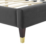 Modway Furniture Colette Queen Performance Velvet Platform Bed 0423 Charcoal MOD-6584-CHA