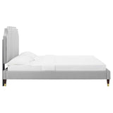 Modway Furniture Colette Queen Performance Velvet Platform Bed 0423 Light Gray MOD-6584-LGR