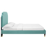 Modway Furniture Colette Queen Performance Velvet Platform Bed 0423 Mint MOD-6584-MIN