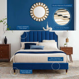 Modway Furniture Colette Queen Performance Velvet Platform Bed 0423 Navy MOD-6584-NAV