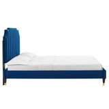 Modway Furniture Colette Queen Performance Velvet Platform Bed 0423 Navy MOD-6584-NAV