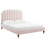 Modway Furniture Colette Queen Performance Velvet Platform Bed 0423 Pink MOD-6584-PNK