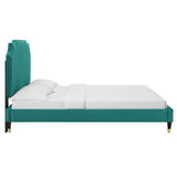 Modway Furniture Colette Queen Performance Velvet Platform Bed 0423 Teal MOD-6584-TEA