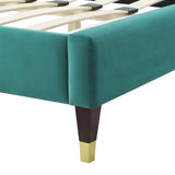 Modway Furniture Colette Queen Performance Velvet Platform Bed 0423 Teal MOD-6584-TEA