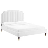 Modway Furniture Colette Queen Performance Velvet Platform Bed 0423 White MOD-6584-WHI