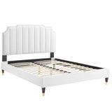 Modway Furniture Colette Queen Performance Velvet Platform Bed 0423 White MOD-6584-WHI