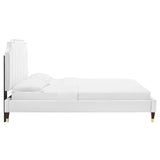 Modway Furniture Colette Queen Performance Velvet Platform Bed 0423 White MOD-6584-WHI