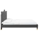 Modway Furniture Clara Performance Velvet Queen Platform Bed XRXT Charcaol MOD-6593-CHA