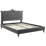 Modway Furniture Clara Performance Velvet Queen Platform Bed XRXT Charcaol MOD-6593-CHA