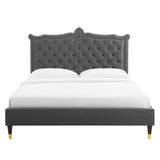 Modway Furniture Clara Performance Velvet Queen Platform Bed XRXT Charcaol MOD-6593-CHA