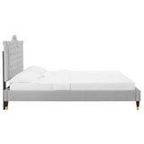 Modway Furniture Clara Performance Velvet Queen Platform Bed XRXT Light Gray MOD-6593-LGR