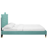 Modway Furniture Clara Performance Velvet Queen Platform Bed XRXT Mint MOD-6593-MIN