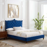 Modway Furniture Clara Performance Velvet Queen Platform Bed XRXT Navy MOD-6593-NAV