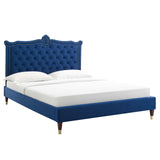 Modway Furniture Clara Performance Velvet Queen Platform Bed XRXT Navy MOD-6593-NAV