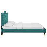 Modway Furniture Clara Performance Velvet Queen Platform Bed XRXT Teal MOD-6593-TEA