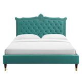 Modway Furniture Clara Performance Velvet Queen Platform Bed XRXT Teal MOD-6593-TEA