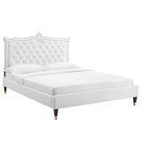 Modway Furniture Clara Performance Velvet Queen Platform Bed XRXT White MOD-6593-WHI