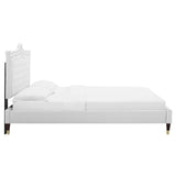 Modway Furniture Clara Performance Velvet Queen Platform Bed XRXT White MOD-6593-WHI