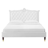 Modway Furniture Clara Performance Velvet Queen Platform Bed XRXT White MOD-6593-WHI