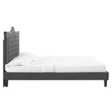 Modway Furniture Clara Performance Velvet Queen Platform Bed XRXT Charcaol MOD-6594-CHA