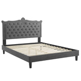 Modway Furniture Clara Performance Velvet Queen Platform Bed XRXT Charcaol MOD-6594-CHA