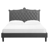 Modway Furniture Clara Performance Velvet Queen Platform Bed XRXT Charcaol MOD-6594-CHA