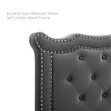 Modway Furniture Clara Performance Velvet Queen Platform Bed XRXT Charcaol MOD-6594-CHA