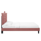 Modway Furniture Clara Performance Velvet Queen Platform Bed XRXT Dusty Rose MOD-6594-DUS