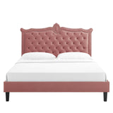 Modway Furniture Clara Performance Velvet Queen Platform Bed XRXT Dusty Rose MOD-6594-DUS