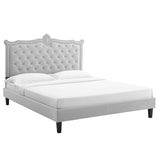 Modway Furniture Clara Performance Velvet Queen Platform Bed XRXT Light Gray MOD-6594-LGR