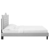 Modway Furniture Clara Performance Velvet Queen Platform Bed XRXT Light Gray MOD-6594-LGR