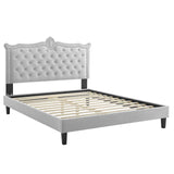 Modway Furniture Clara Performance Velvet Queen Platform Bed XRXT Light Gray MOD-6594-LGR