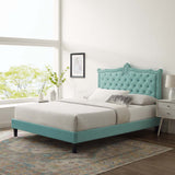 Modway Furniture Clara Performance Velvet Queen Platform Bed XRXT Mint MOD-6594-MIN