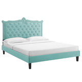 Modway Furniture Clara Performance Velvet Queen Platform Bed XRXT Mint MOD-6594-MIN