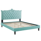 Modway Furniture Clara Performance Velvet Queen Platform Bed XRXT Mint MOD-6594-MIN