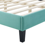 Modway Furniture Clara Performance Velvet Queen Platform Bed XRXT Mint MOD-6594-MIN