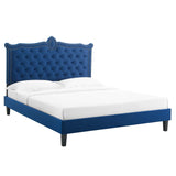 Modway Furniture Clara Performance Velvet Queen Platform Bed XRXT Navy MOD-6594-NAV