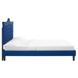 Modway Furniture Clara Performance Velvet Queen Platform Bed XRXT Navy MOD-6594-NAV