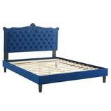Modway Furniture Clara Performance Velvet Queen Platform Bed XRXT Navy MOD-6594-NAV